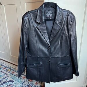 Vintage Classic Black Real Leather Jacket woman’s size large Lee Cobb